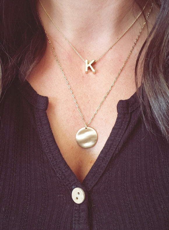 Initial & Disc Charm Necklace