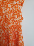 Orange Floral Ruffle Top