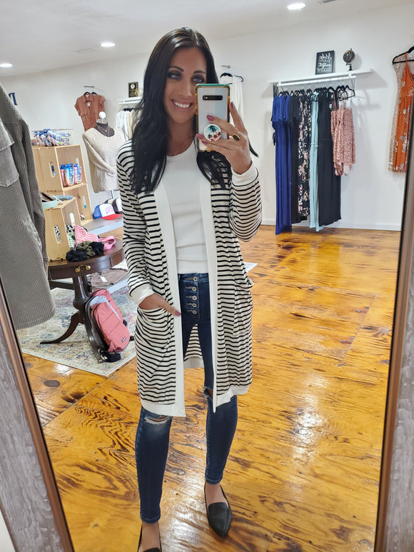 Black Stripe Cardigan