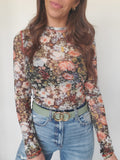 Sheer Floral Crew Neck
